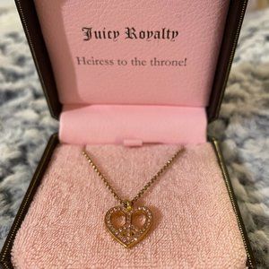 RARE Vintage Y2K Juicy Couture Pink Heart Peace Sign Necklace